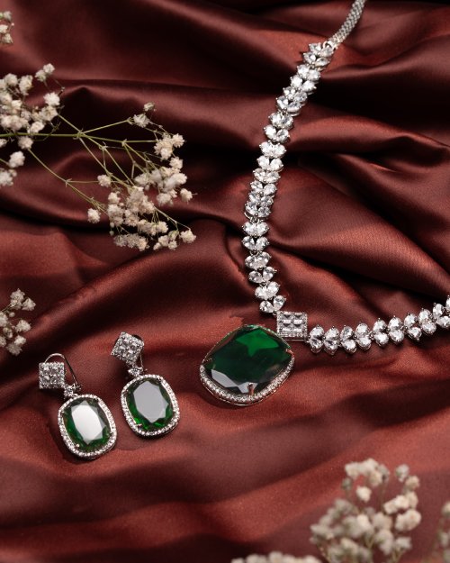 Verdant Grace AD Jewellery Set - 20% OFF