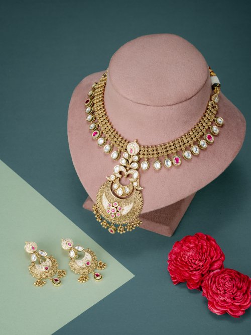 Majestic Dawn Kundan Necklace Set - 20% OFF