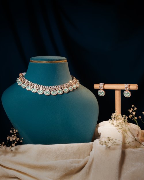 Ethereal Mint Grace Kundan Choker set - 20% OFF
